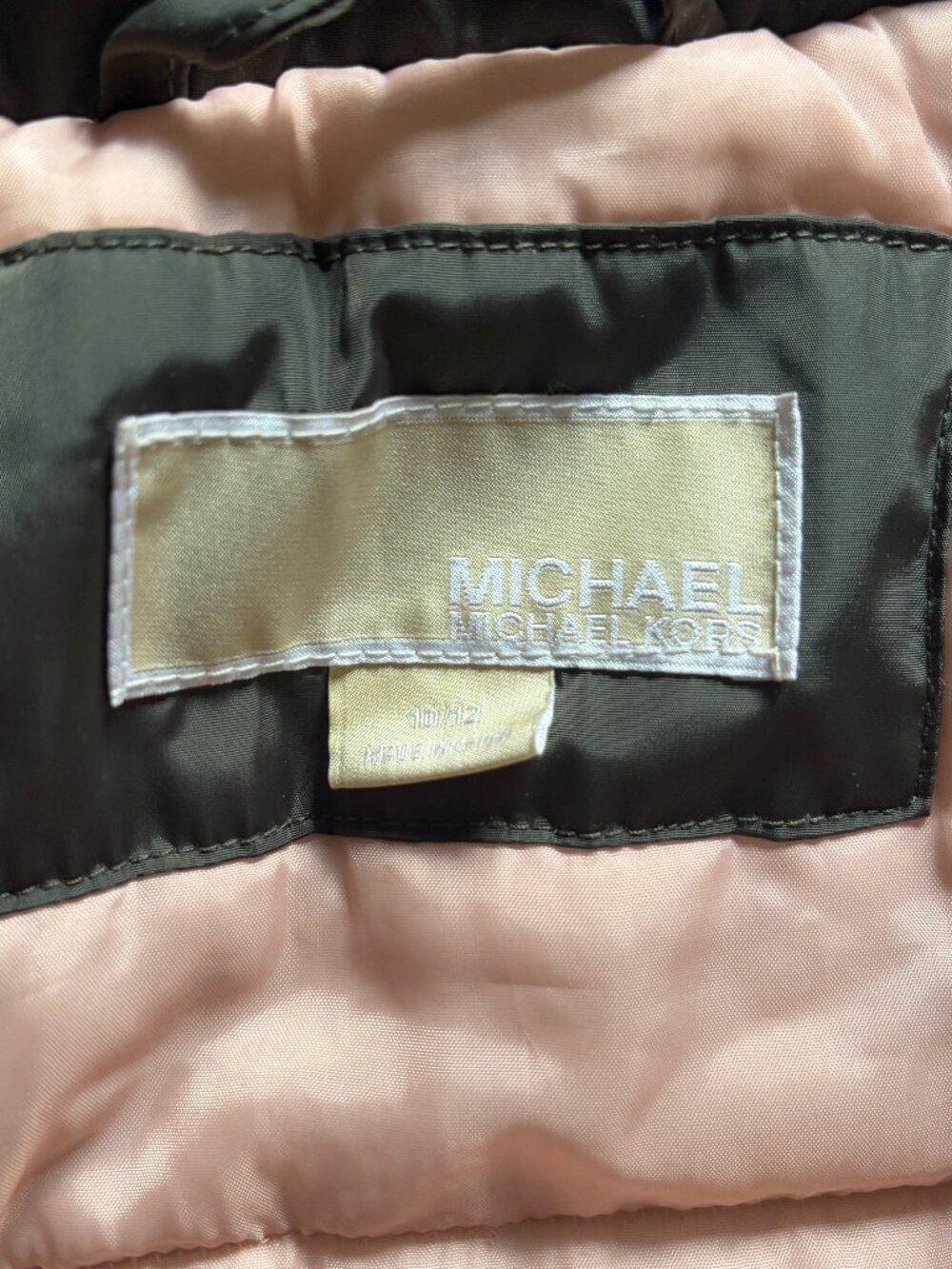 MICHAEL Kors Parka Girls Size 10-12 Olive Green with Pink accents - Picture 4 of 10